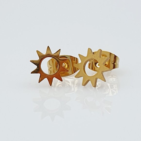 "Trendy Sun Stainless Steel Stud Earrings for Teens Girls/Women, MNL1113GL - Picture 7 of 9